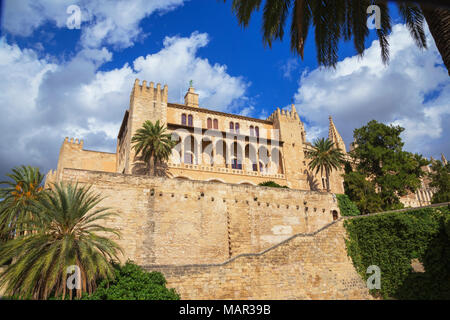 The Royal Palace of La Almudaina, Palma de Mallorca, Mallorca (Majorca), Balearic Islands, Spain, Europe Stock Photo