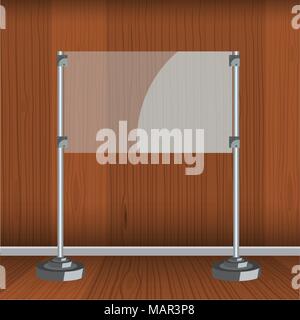 Glass screen with metal racks. Flat color design vector Stock Vector