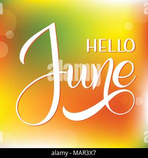 Hello June lettering. Elements for invitations, posters, greeting cards. Seasons Greetings Stock Vector