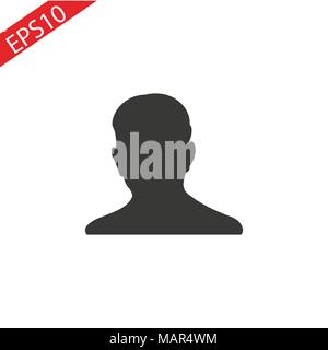 Silhouette of a mans head in black over a white background in vector format. Stock Vector