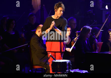 Tokio Myers Performing With The Royal Liverpool Philarmonic Orchestra Conducted By Maxine Tortelier At Classic Fm Live At London S Royal Albert Hall Staged By The Uk S Most Popular Classical Music Station Stock