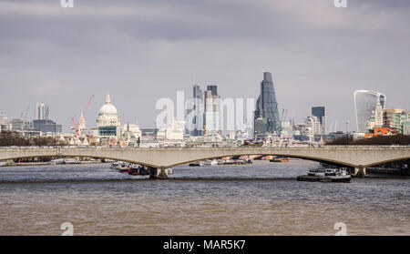 London skyline from waterloo bridge. City of London skyscrapers Stock Photo