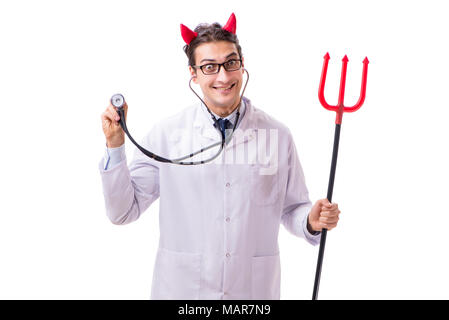 Devil doctor in funny medical concept isolated on white background Stock Photo