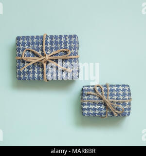 Gift boxes isolated on light green background Stock Photo