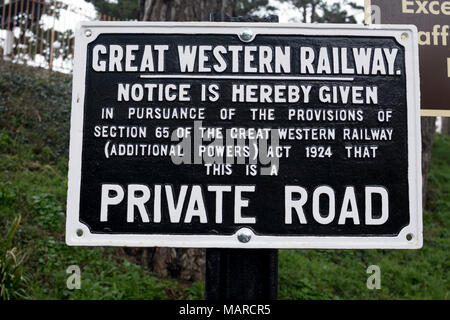 Great Western Railway sign, Gloucestershire and Warwickshire Steam Railway, Broadway, Worcestershire, UK Stock Photo