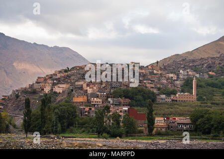 Toubkal national park trek through values and peaks of High Atlas mountains, near Imlil village in Morocco Stock Photo