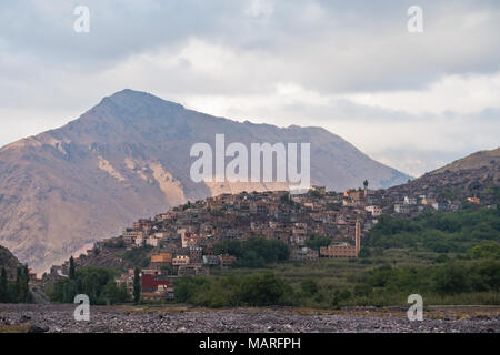 Toubkal national park trek through values and peaks of High Atlas mountains, near Imlil village in Morocco Stock Photo