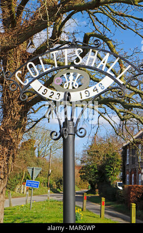 A view of the village sign at Coltishall, Norfolk, England, United Kingdom, Europe. Stock Photo