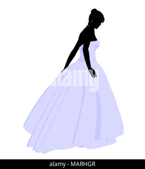 Woman in a wedding dress silhouette illustration on a white background ...