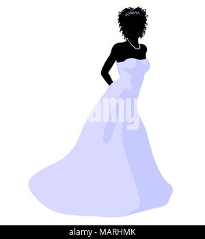 African ameircan woman in a wedding dress silhouette illustration on a white background Stock Photo