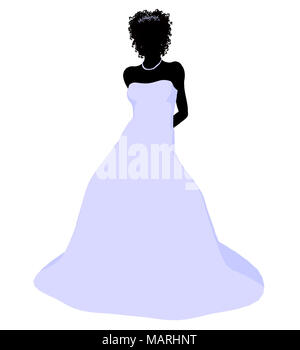 African ameircan woman in a wedding dress silhouette illustration on a white background Stock Photo