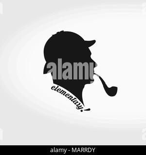 Sherlock Holmes Vector Silhouette. Smoking Pipe and Hunting Hat Separately Stock Vector