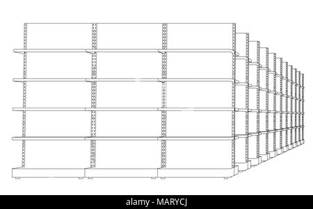 Racks with shelves sketch. 3d illustration Stock Photo