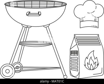 grill bbq picnic cooking outline Stock Vector Art & Illustration ...