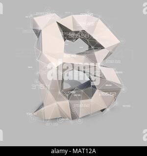 Capital latin letter B  in low poly style. Stock Vector
