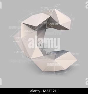 Capital latin letter A  in low poly style. Stock Vector