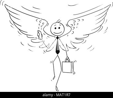 Cartoon of Businessman with Angel Wings Stock Vector