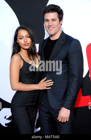 WESTWOOD, CA - APRIL 03: (L-R) Model Fiona Barron and actor Jake Picking attend the premiere of Universal Pictures' 'Blockers' at Regency Village Theatre on April 3, 2018 in Westwood, California. Stock Photo