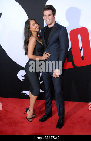 WESTWOOD, CA - APRIL 03: (L-R) Model Fiona Barron and actor Jake Picking attend the premiere of Universal Pictures' 'Blockers' at Regency Village Theatre on April 3, 2018 in Westwood, California. Stock Photo