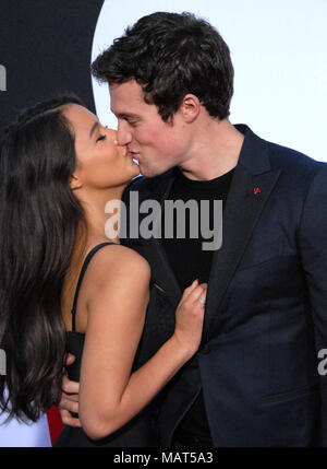 WESTWOOD, CA - APRIL 03: (L-R) Model Fiona Barron and actor Jake Picking attend the premiere of Universal Pictures' 'Blockers' at Regency Village Theatre on April 3, 2018 in Westwood, California. Stock Photo