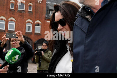 04 April 2018, Germany, Neumuenster: Marcela Topor, wife of former Catalan Regional President Carles Puigdemont, visits her husband at the correctional facility where he has been detained since late March. Photo: Carsten Rehder/dpa Stock Photo