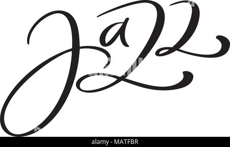 Jazz modern calligraphy music quote. Seasonal hand written lettering text, isolated on white background. Vector illustration phrase Stock Vector