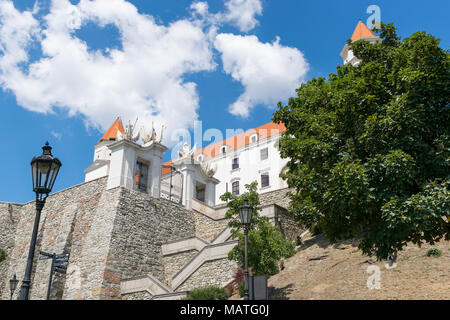 Bratislava castle and entrance gate with stairs Stock Photo