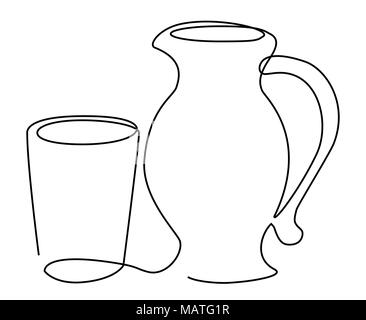 Glass jug, milk jug one line continuous drawing. Empty glass or plastic  bottle continuous one line illustration. Vector linear illustration Stock  Vector Image & Art - Alamy