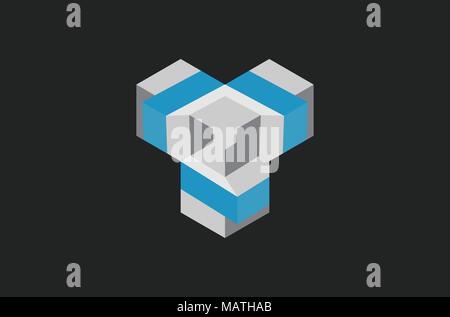 cube 3D logo design Stock Vector