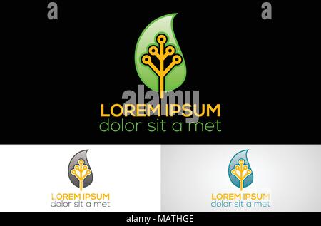 leaf electric logo design Stock Vector
