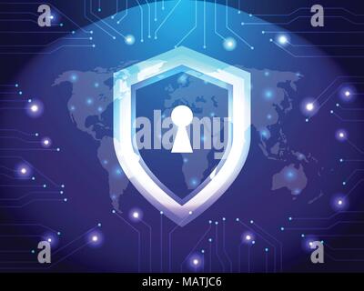Cyber Security Guard Network. Safety and internet concept. Shield guard protection theme Stock Vector
