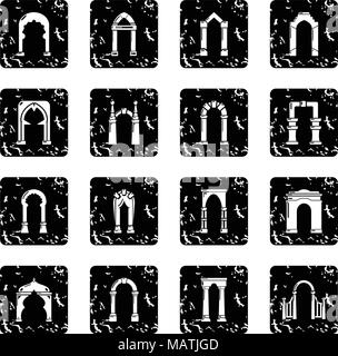 Arch types icons set grunge vector Stock Vector