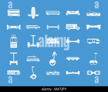 City transport icon blue set vector Stock Vector