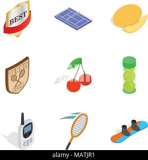 First prize icons set, isometric style Stock Vector