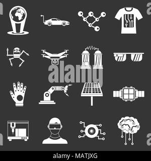 New technologies icons set grey vector Stock Vector