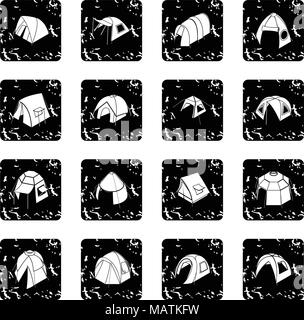 Tent forms icons set grunge vector Stock Vector
