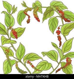 black ground pepper vector frame on white background Stock Vector
