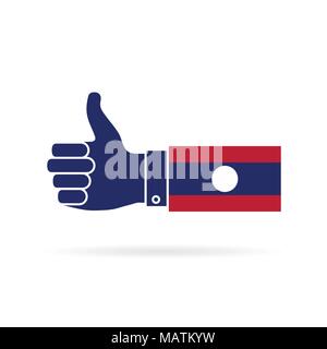 Laos country flag thumbs up vector icon Stock Vector