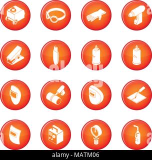 Welding tools icons set red vector Stock Vector