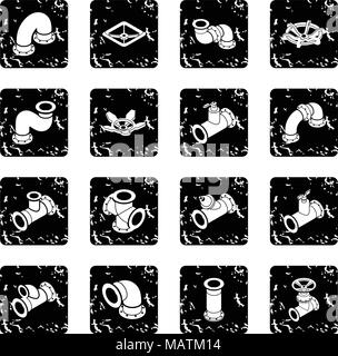 Pipeline constructor icons set grunge vector Stock Vector