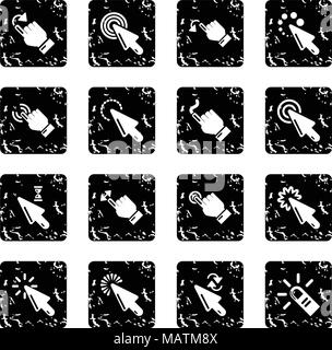 Hand click icons set grunge vector Stock Vector