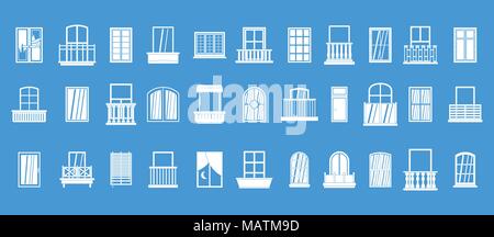 Window icon blue set vector Stock Vector
