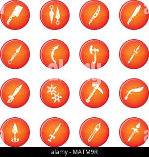 Steel arms items icons set red vector Stock Vector