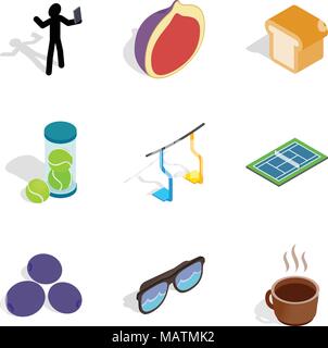 Free time icons set, isometric style Stock Vector