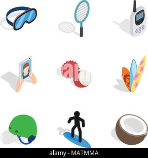 Spare time icons set, isometric style Stock Vector