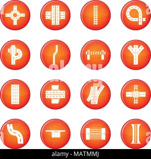 Road parts constructor icons set red vector Stock Vector