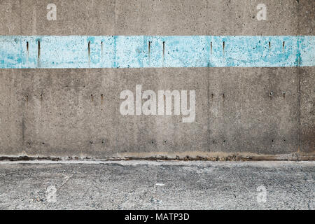 Abstract empty concrete interior background texture, wall with blue stripe Stock Photo