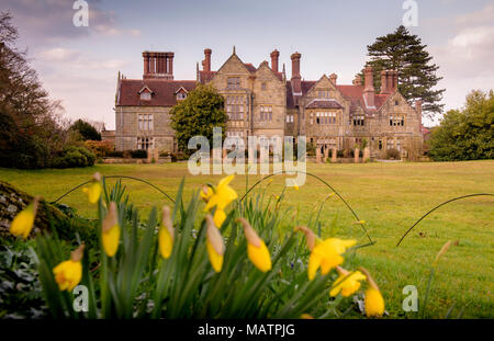 Lawns in front of the manor house at Borde Hill Gardens near Haywards Heath. Stock Photo