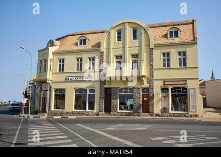 Diaz Coffee Shop located on a corner of Bismarck and Nachtigall Streets in Luderitz, Namibia, Africa Stock Photo