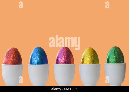 A row of colourful easter eggs Stock Photo